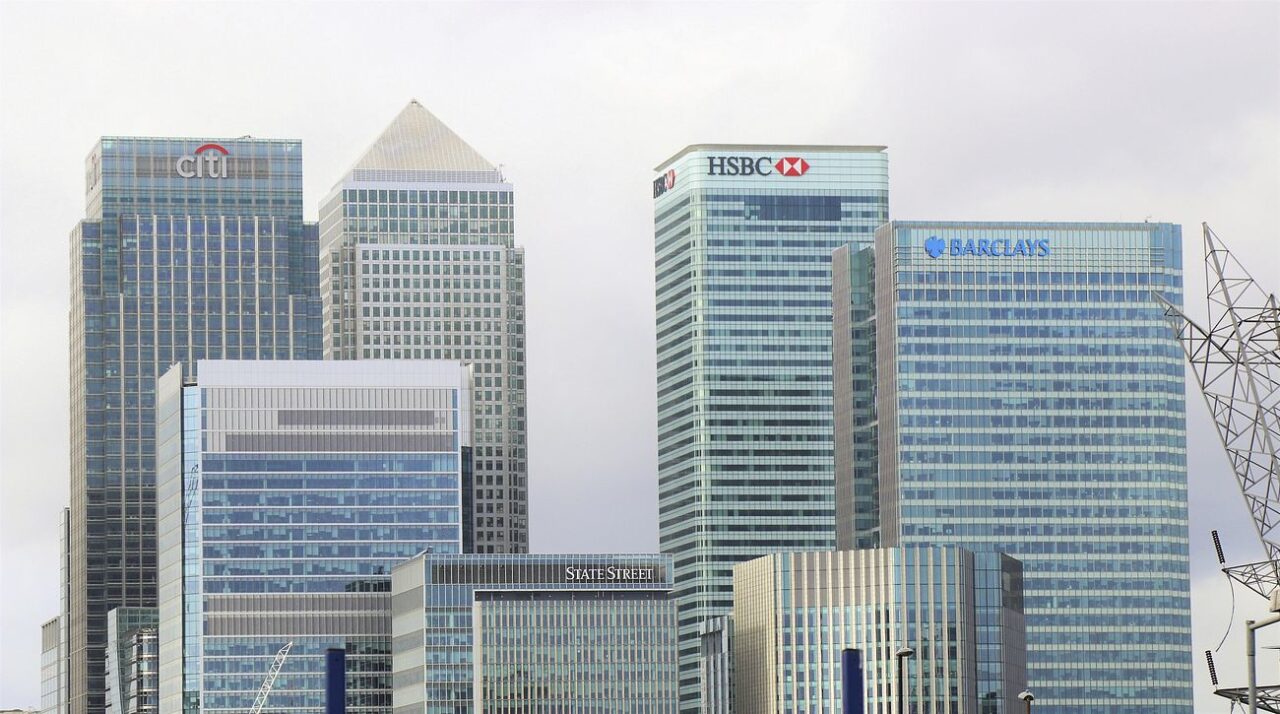 Skyline of bank buildings