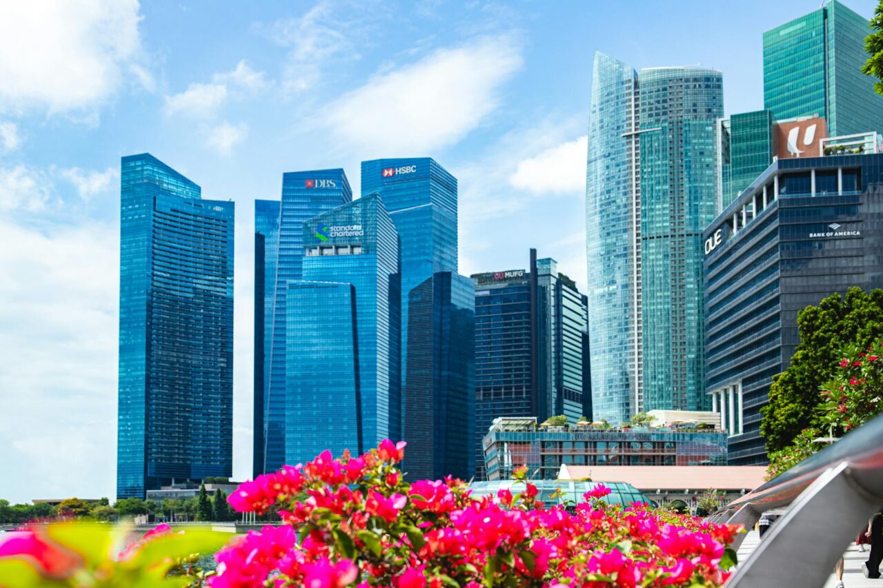 singapore skyline with modern high rise buildings